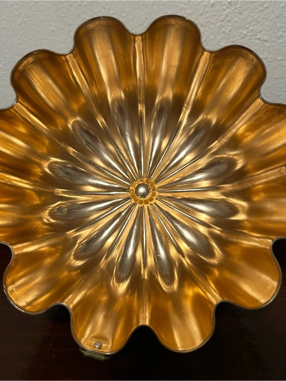 Vintage Aluminum Fluted Jello Mold Pair Scalloped Baking Molds Wall Decor